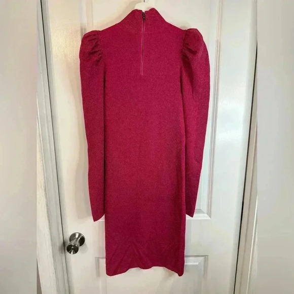 Alice & Olivia Women’s Pink Issa Turtleneck Puff Sleeve Dress - Size Medium - Picture 5 of 10